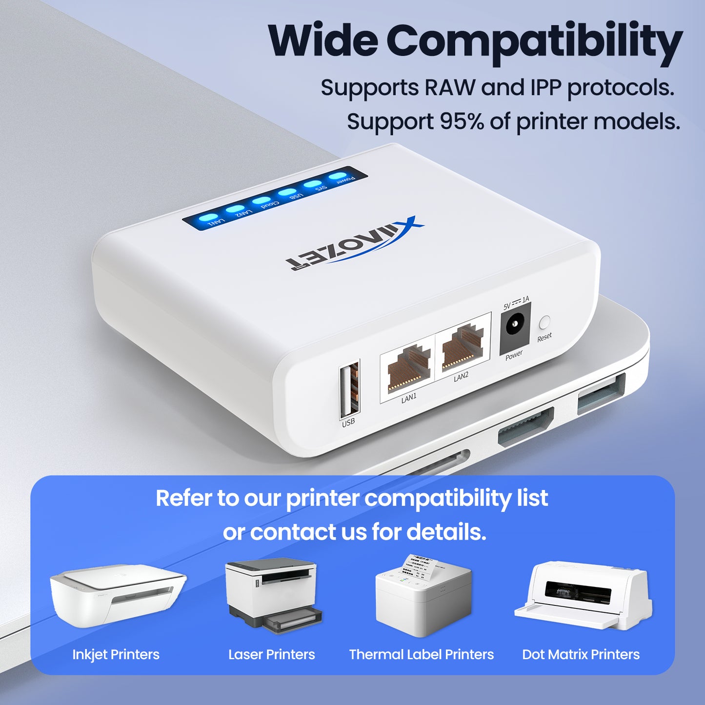 LK100W Wireless Print Server with 1 Port USB2.0 Convert Printer to Wirelesss