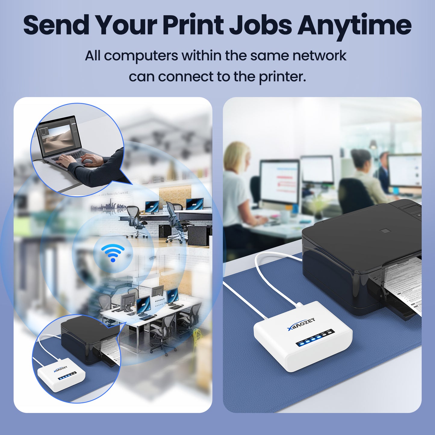 LK100W Wireless Print Server with 1 Port USB2.0 Convert Printer to Wirelesss