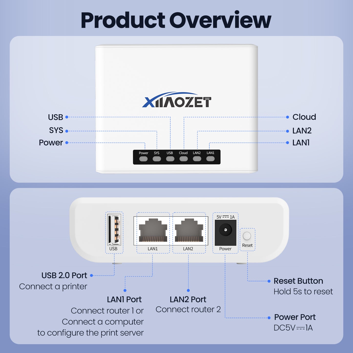 LK100W Wireless Print Server with 1 Port USB2.0 Convert Printer to Wirelesss