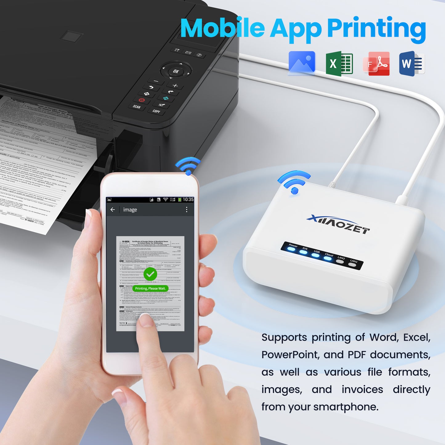 LK100W Wireless Print Server with 1 Port USB2.0 Convert Printer to Wirelesss