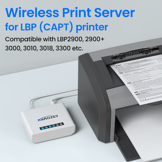 Xiiaozet Wireless print server compatible with Canon LBP (CAPT) printers, Support Windows OS & Mobile Printing