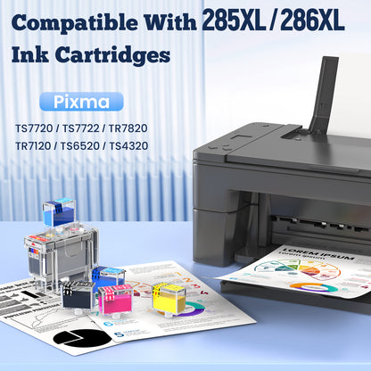 PG-285XL CL-286XL Ink Refill Kit Compatible with Canon 285XL 286XL Ink Cartridges Black Color,12 Pack (6BK/2C/2M/2Y), for Canon Pixma TS7720 TS7722 TR7820
