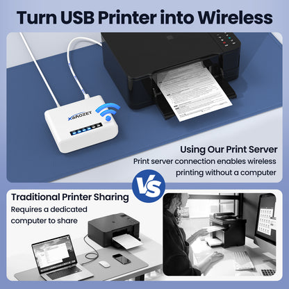 LK100W Wireless Print Server with 1 Port USB2.0 Convert Printer to Wirelesss