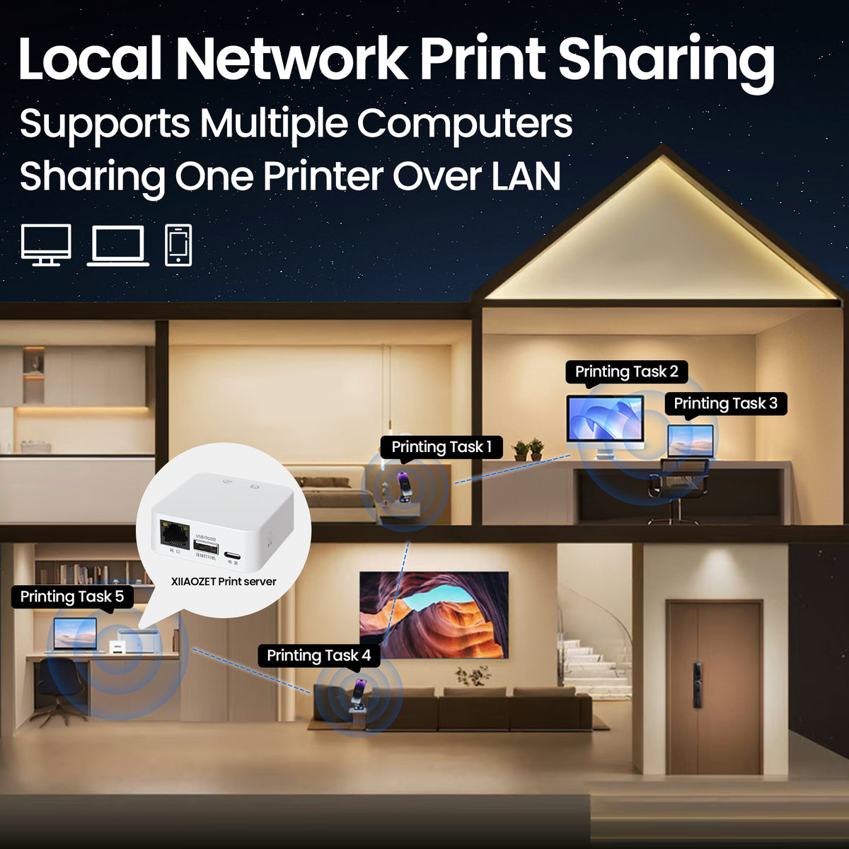 LK-M13W Print Server only Compatible with LBP Printer (CAPT)