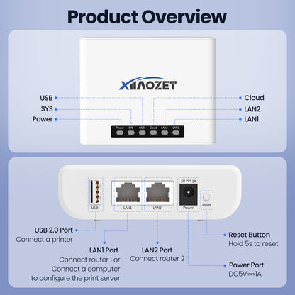 LK100W Wireless Print Server with 1 Port USB2.0 Convert Printer to Wirelesss