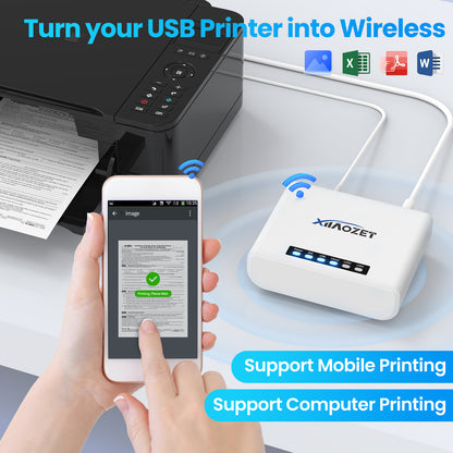 LK300W147 Xiiaozet Wireless print server compatible with Canon LBP (CAPT) printers, Support Windows OS & Mobile Printing